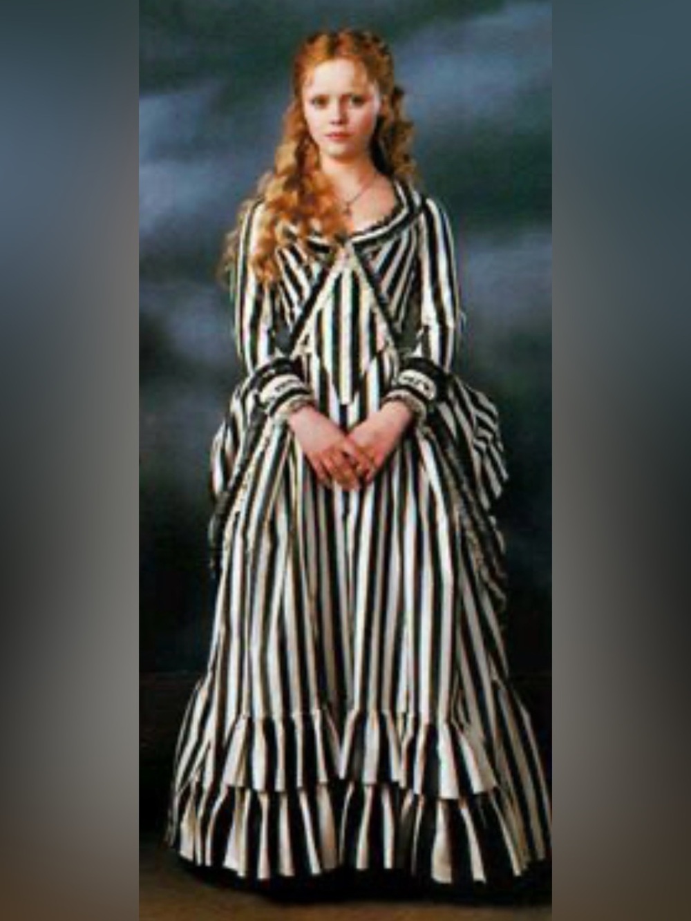 Sleepy Hollow Katrina Von Tassel costume. Black and white striped dress - Picture 7 of 7